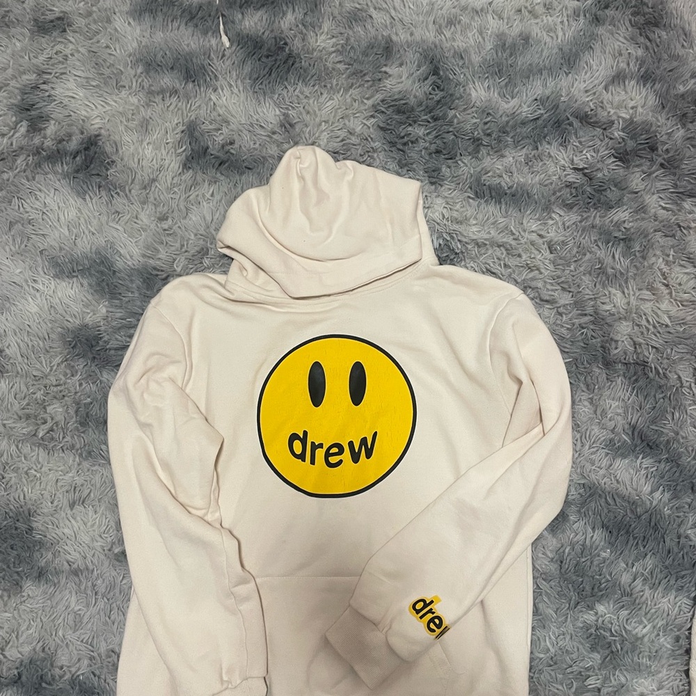 DREW Cream Pullover with Yellow Smiley Logo